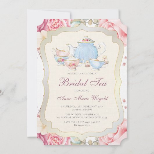 Invitation Thé de mariage floral élégant (Devant)