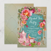 Invitation Thé de mariage Rose Pearl (Devant / Derrière)