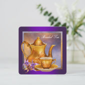 Invitation Thé de mariage Violet et Or (Debout devant)