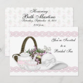 Invitation Thé de mariée rose (Devant / Derrière)