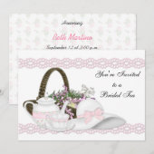 Invitation Thé de mariée rose de Camille (Devant / Derrière)