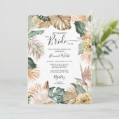 Invitation Thé de mariée rose rouge tropicale Gold (Debout devant)