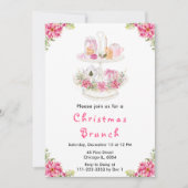Invitation Thé de Noël Fête Rose (Devant)