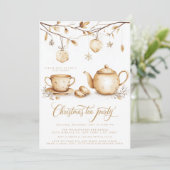 Invitation Thé de Noël minimaliste Elegant Boho (Debout devant)