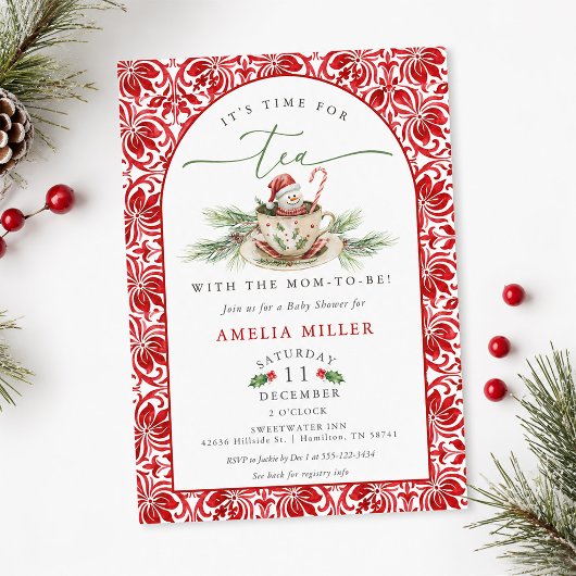 Invitation Thé de Noël pour la douche de la future maman