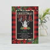 Invitation Thé de Noël Rustique Rouge et Noir à carreaux de B (Debout devant)