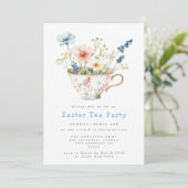 Invitation Thé de Pâques Floral (Debout devant)