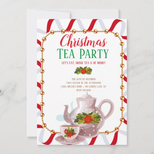Invitation Thé de vacances de Noël (Devant)