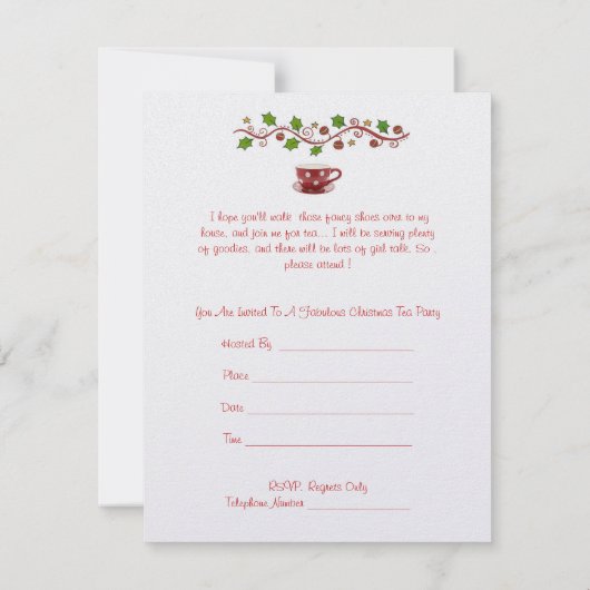 Invitation Thé de vacances d'invitation (Dos)