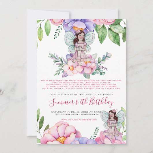 Invitation Thé des Fées des Fleurs (Devant)