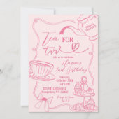 Invitation Thé Dessiné À La Main Pour Deux 2E Anniversaire (Devant)