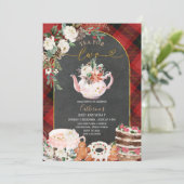 Invitation Thé d'hiver pour deux Plaid Noël 2e anniversaire (Debout devant)