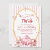 Invitation Thé d'illustration rose et ironique pour deux 2e a (Devant)