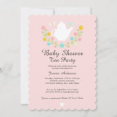 Invitation Thé doux Pot Baby shower rose (Devant)