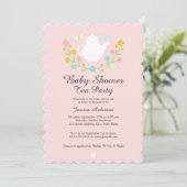 Invitation Thé doux Pot Baby shower rose (Debout devant)