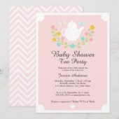 Invitation Thé doux Pot Baby shower rose (Devant / Derrière)