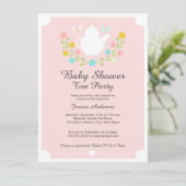 Invitation Thé doux Pot Baby shower rose (Debout devant)