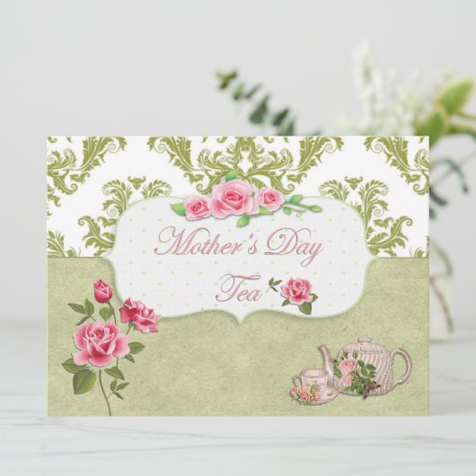 Invitation Thé du jour de mère (Debout devant)