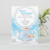 Invitation Thé du pays des merveilles d'hiver de vacances de (Debout devant)