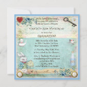 Invitation Thé du pays des merveilles d'obtention du diplôme (Dos)