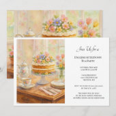Invitation Thé élégant de printemps (Devant / Derrière)