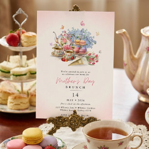 Invitation Thé élégant floral fête des mères brunch