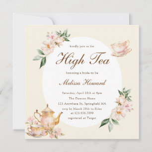 Invitation Thé Élevé Jaune Pastel Or Mariage
