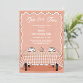 Invitation Thé En vichy Tea Party pour deux 2e anniversaire (Debout devant)