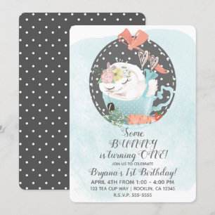 Invitation Thé endormi Tasse Lapin Lapin Anniversaire