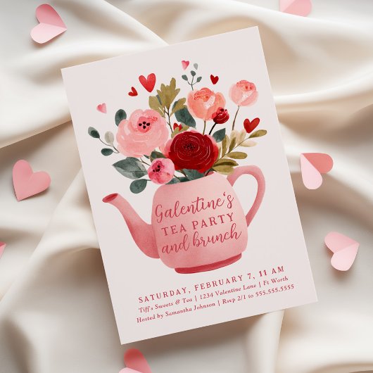 Invitation Thé et brunch de la Galentine pour la Saint-Valent