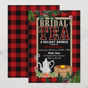 Invitation Thé et brunch de vacances de mariage Élégant plaid