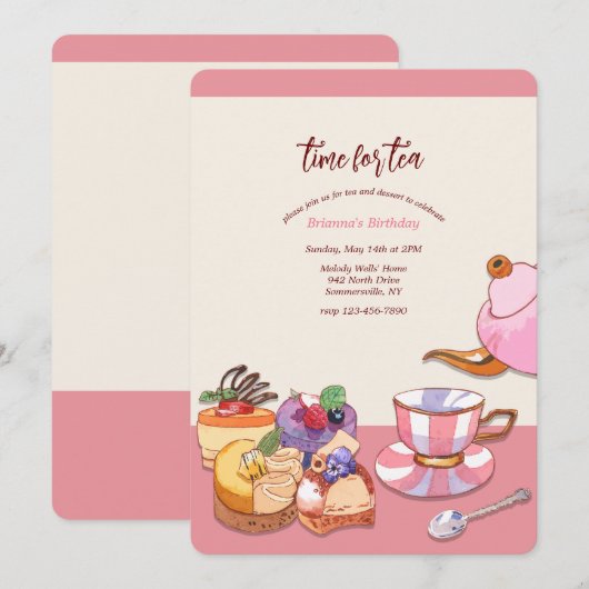 Invitation Thé et dessert (Devant / Derrière)