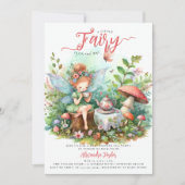 Invitation Thé Fairy Champignons Jardin Sauvage Bébé Fille Do (Devant)