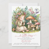 Invitation Thé Fairy Fleurs sauvages Champignons Baby Girl Do (Devant)