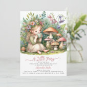 Invitation Thé Fairy Fleurs sauvages Champignons Baby Girl Do (Debout devant)