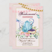 Invitation Thé fantaisiste de l'après-midi Brunch des demoise (Devant / Derrière)