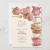 Invitation Thé fête d'anniversaire (Devant)