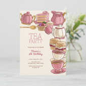 Invitation Thé fête d'anniversaire (Debout devant)