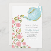 Invitation Thé fête d'anniversaire Douche (Devant / Derrière)