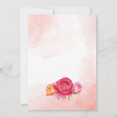 Invitation Thé fête nuptiale tasse de thé avec fleurs rose (Dos)