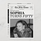 Invitation The Fifty Times Newspaper 50th Birthday Party (Devant / Derrière)