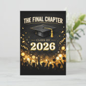 Invitation The Final Chapter Elegant Graduation Party Custom (Debout devant)