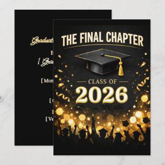 Invitation The Final Chapter Elegant Graduation Party Custom
