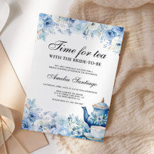 Thé Floral Bleu Avec Mariée Pour Être Fête des mar