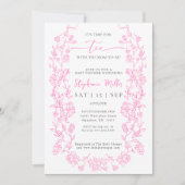 Invitation Thé Floral Rose avec la Fête de Bébé de la Future (Devant)