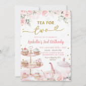 Invitation Thé floral rose pour deux 2e anniversaire (Devant)