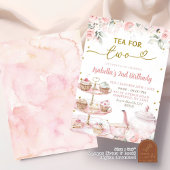 Invitation Thé floral rose pour deux 2e anniversaire