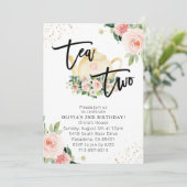 Invitation Thé Floral Rose pour deux fête d'anniversaire (Debout devant)