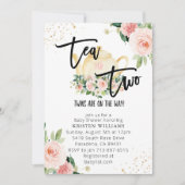 Invitation Thé Floral Rose Twins Pour Deux Baby showers (Devant)