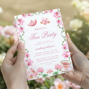 Invitation Thé Floral Vintage avec le Brunch de Mariée